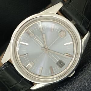 Vintage 1982 Citizen Manual Mens Silver Watch W/daydate & Silver accents